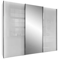 SCHWEBETÜRENSCHRANK 250/217/67 cm 3-türig Weiß  - Chromfarben/Weiß, KONVENTIONELL, Glas/Holzwerkstoff (250/217/67cm) - Dieter Knoll