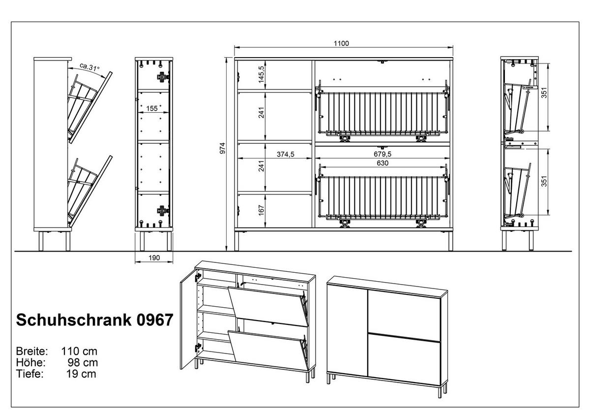 SCHUHSCHRANK Braun  - Braun, Design, Holzwerkstoff/Metall (110/99/19cm) - Germania