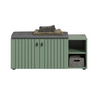 SITZBANK 106/43/37 cm Graugrün Kunststoff  - Schwarz/Graugrün, Design, Kunststoff/Textil (106/43/37cm) - MID.YOU