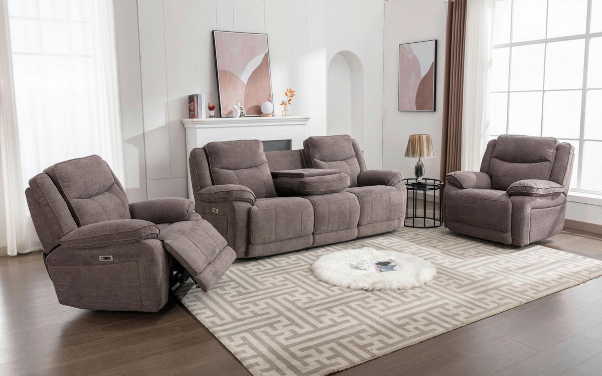 RELAXFÅTÖLJ i trä, metall, textil brun  - brun, Klassisk, metall/trä (100/103/102cm) - Best Price