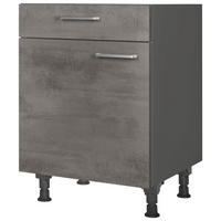 SCHUBKASTENUNTERSCHRANK 60/87/56 cm  in Schieferfarben  - Schieferfarben/Edelstahlfarben, MODERN, Holzwerkstoff/Metall (60/87/56cm) - Nobilia