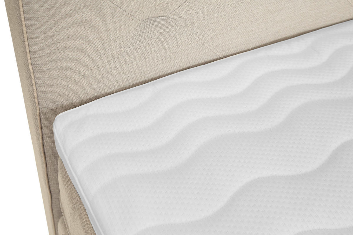 BOXSPRINGBETT 180/200 cm  in Beige  - Beige/Alufarben, KONVENTIONELL, Textil/Metall (180/200cm) - Welnova