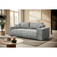 SCHLAFSOFA LOFT in Cord Grau  - Schwarz/Grau, Design, Kunststoff/Textil (255/90/97cm) - MID.YOU