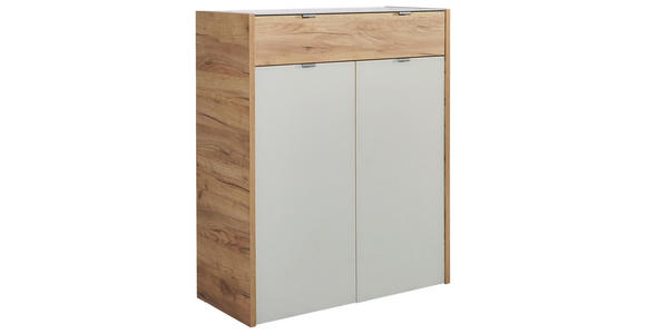 KOMMODE Eichefarben, Kaschmir - Kaschmir/Eichefarben, KONVENTIONELL, Glas/Holzwerkstoff (91/110/40cm) - Voleo