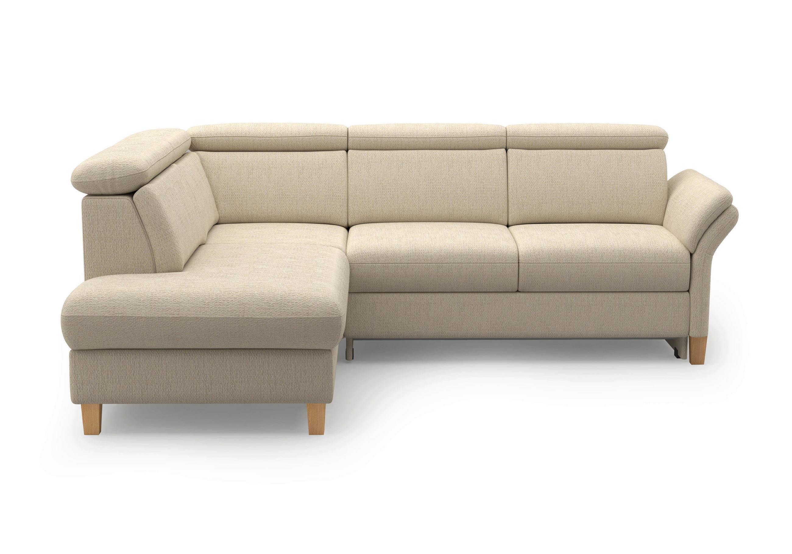 ECKSOFA Chenille Sandfarben  - Sandfarben/Eichefarben, Konventionell, Holz/Textil (193/247cm) - Sit & More