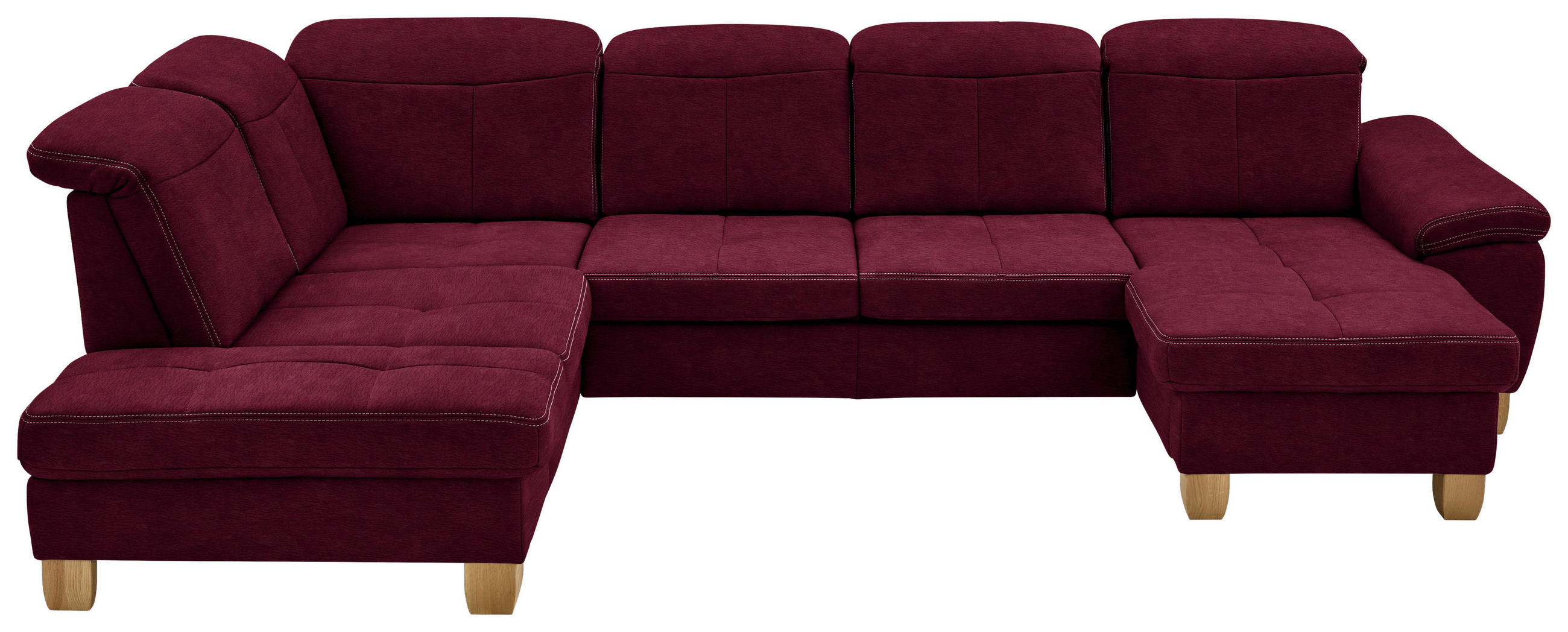 WOHNLANDSCHAFT in Mikrofaser Bordeaux  - Wildeiche/Bordeaux, Konventionell, Holz/Textil (243/343/185cm) - Voleo