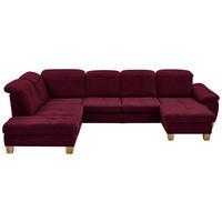 WOHNLANDSCHAFT Bordeaux Mikrofaser  - Wildeiche/Bordeaux, KONVENTIONELL, Holz/Textil (243/343/185cm) - Voleo