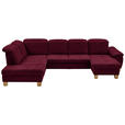 WOHNLANDSCHAFT in Mikrofaser Bordeaux  - Wildeiche/Bordeaux, KONVENTIONELL, Holz/Textil (243/343/185cm) - Voleo