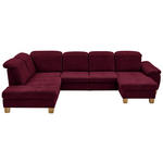 WOHNLANDSCHAFT Bordeaux Mikrofaser  - Wildeiche/Bordeaux, KONVENTIONELL, Holz/Textil (243/343/185cm) - Voleo