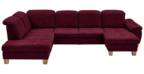 WOHNLANDSCHAFT in Mikrofaser Bordeaux  - Wildeiche/Bordeaux, KONVENTIONELL, Holz/Textil (243/343/185cm) - Voleo
