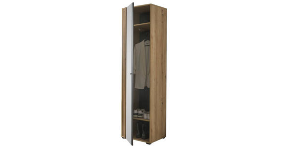 GARDEROBENSCHRANK Volano  in 57/195/38 cm  - Schwarz/Eiche Artisan, Design, Glas/Holzwerkstoff (57/195/38cm) - Carryhome