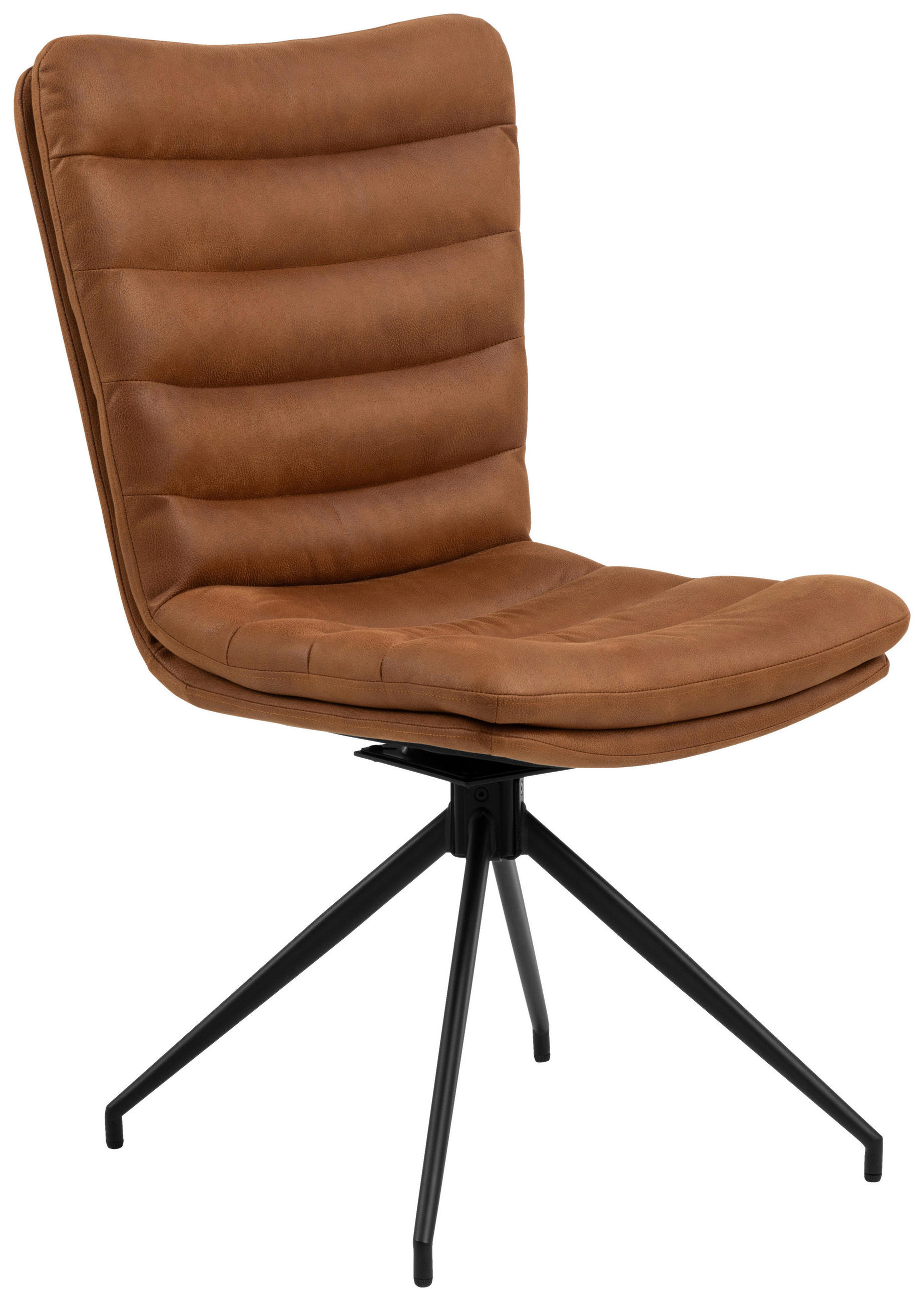 STUHL Lederlook Schwarz, Cognac  - Cognac/Schwarz, Design, Textil/Metall (62/97/59cm) - Carryhome