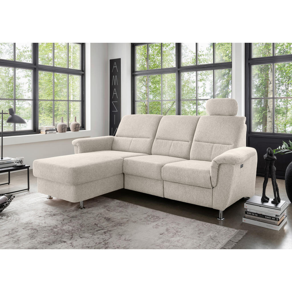 Thumbnail - Livetastic Ecksofa, Beige, Textil, Uni, 4-Sitzer, L-Form, 231x165 cm, Made in EU, USB-Anschluss, Relaxfunktion, Rücken e...