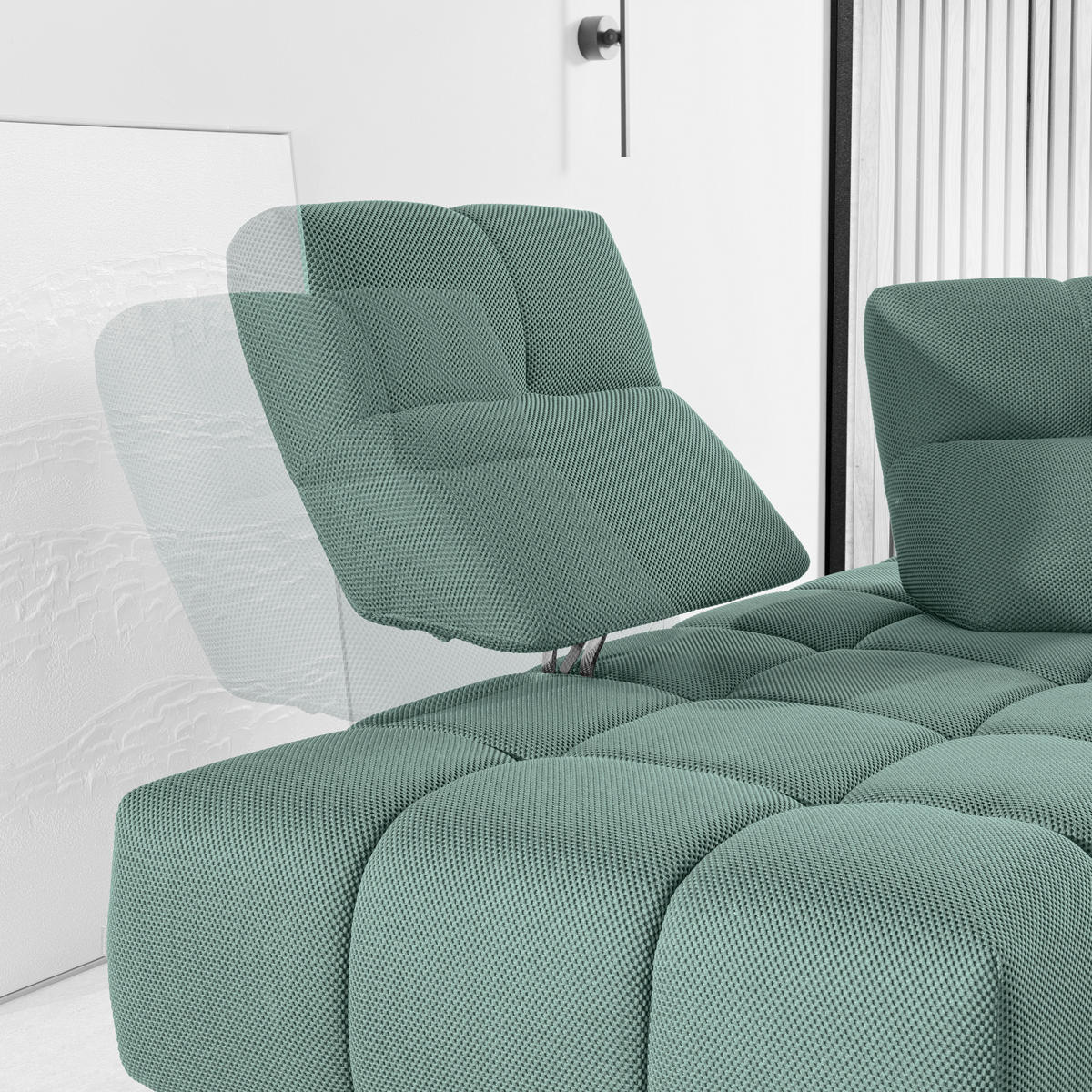 ECKSOFA in Struktur Hellblau  233/313 cm  - Schwarz/Hellblau, Design, Kunststoff/Textil (233/313cm) - Emilio Belluti