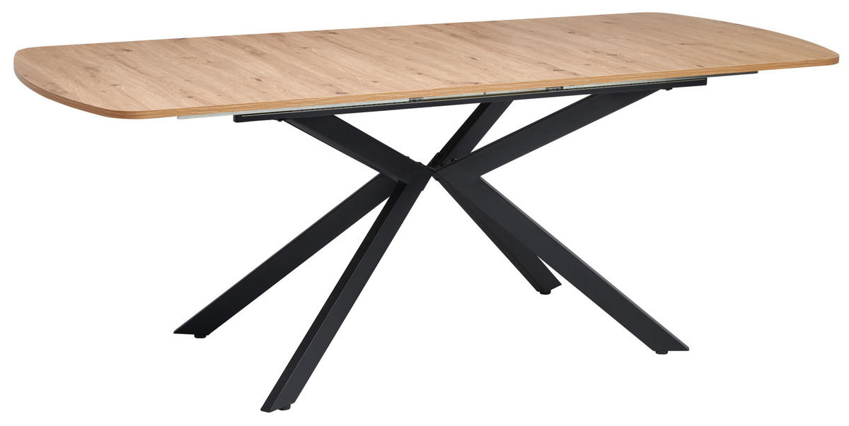 ESSTISCH in Metall, Holzwerkstoff 160-200/90/75 cm  - Schwarz/Eiche Artisan, KONVENTIONELL, Holzwerkstoff/Metall (160-200/90/75cm) - MID.YOU