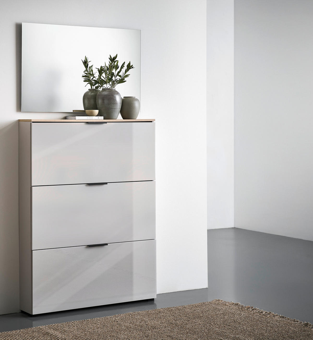 GARDEROBE 2-teilig  in 100/200/19 cm  - Kaschmir/Eichefarben, Design, Glas/Holzwerkstoff (100/200/19cm) - Voleo