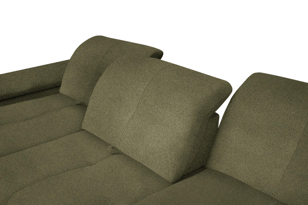 ECKSOFA in Flachgewebe Olivgrün  - Schwarz/Olivgrün, Design, Textil/Metall (242/313cm) - Xora