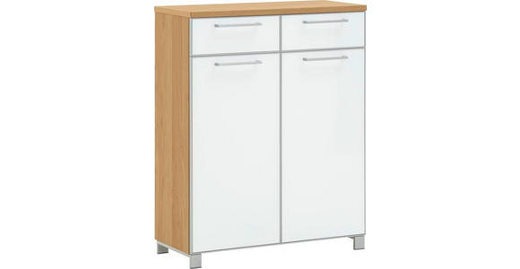 SCHUHSCHRANK 84/108/37 cm  - Chromfarben/Eichefarben, Design, Glas/Holz (84/108/37cm) - Novel