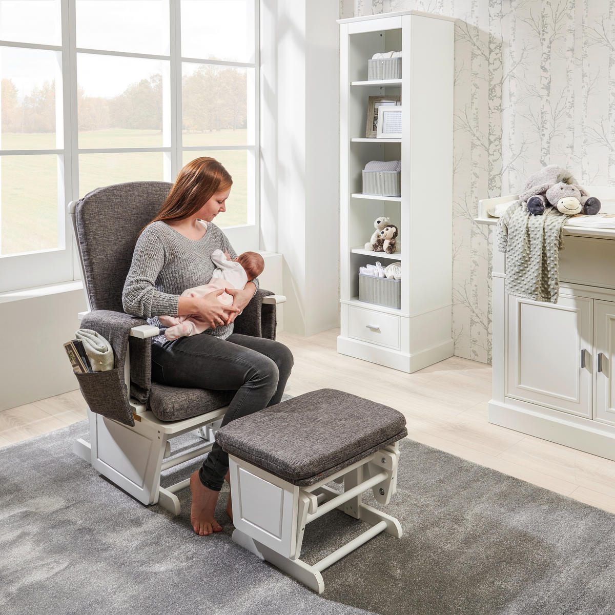 STILLSTUHL - Weiß/Grau, Basics, Holz/Textil (56/101/73cm) - My Baby Lou