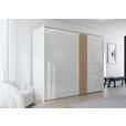 SCHWEBETÜRENSCHRANK  in Weiß, Eichefarben  - Eichefarben/Weiß, Design, Glas/Holzwerkstoff (301/223/68cm) - Novel