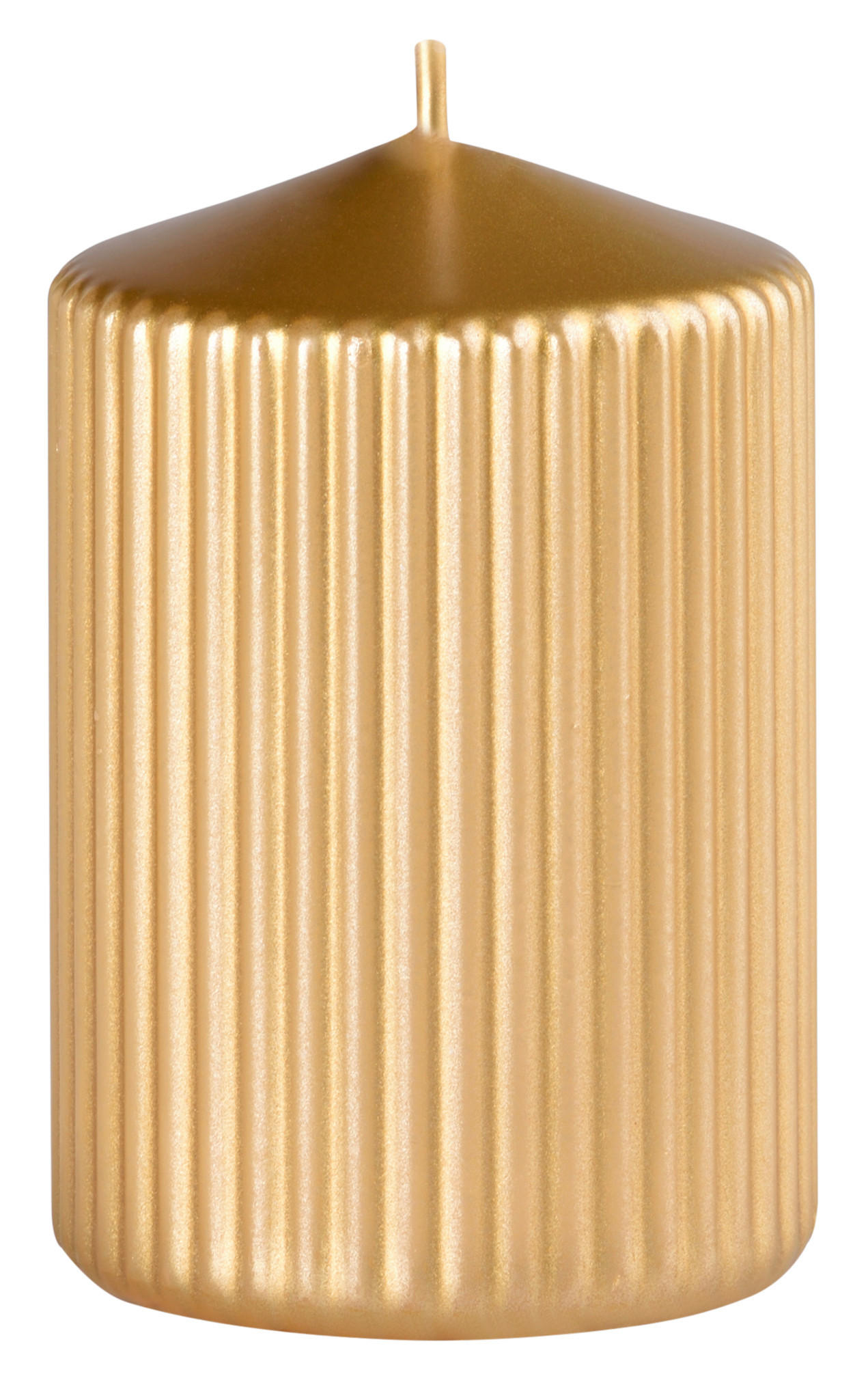 VÁLCOVÁ SVÍČKA - barvy zlata, Basics, přírodní materiály (6,5/10/6,5cm)