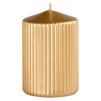 VÁLCOVÁ SVÍČKA - barvy zlata, Basics, přírodní materiály (6,5/10/6,5cm)