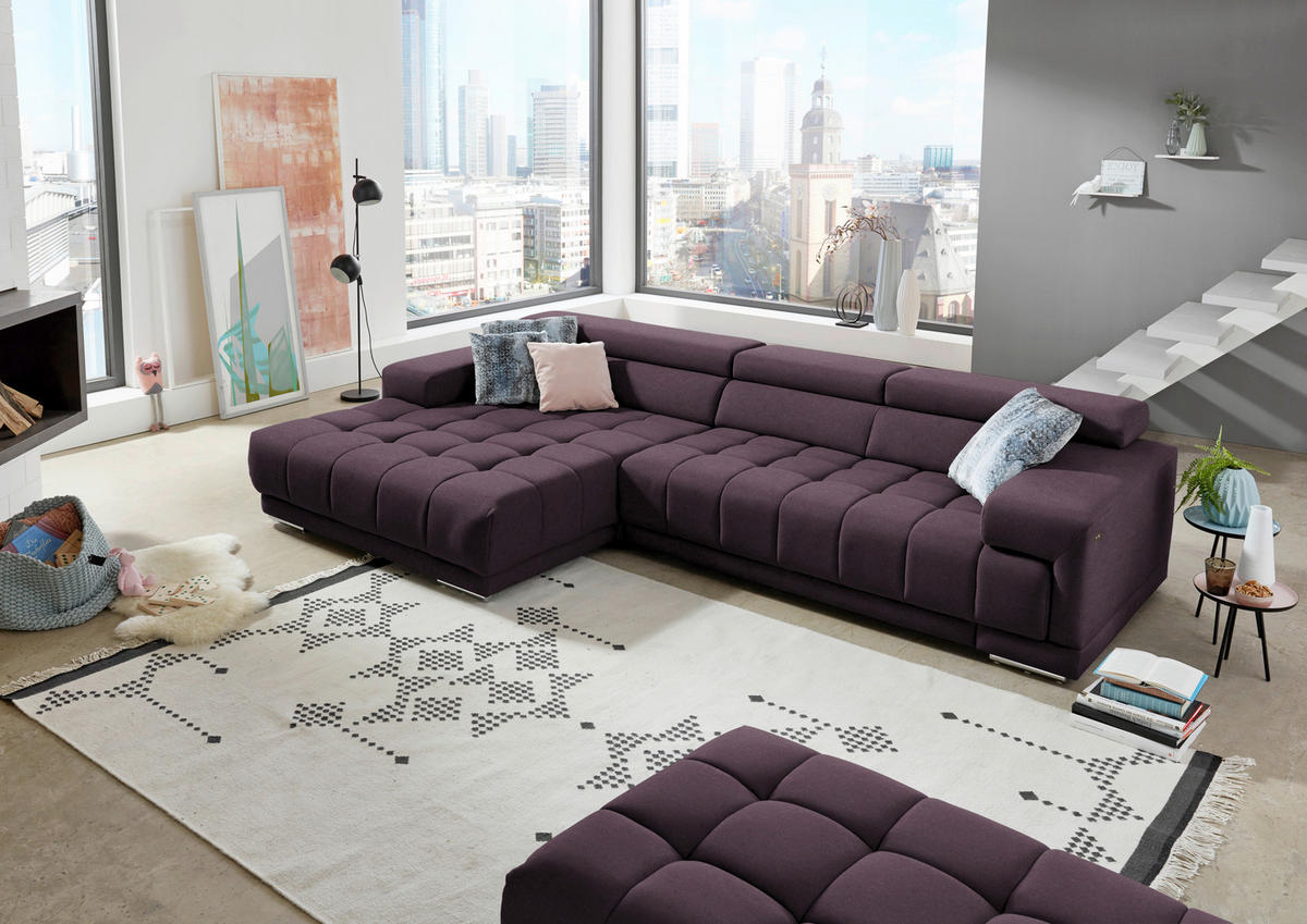 ECKSOFA Mikrofaser Lila, Flieder  - Silberfarben/Lila, Design, Textil/Metall (190/335cm) - Beldomo Speed