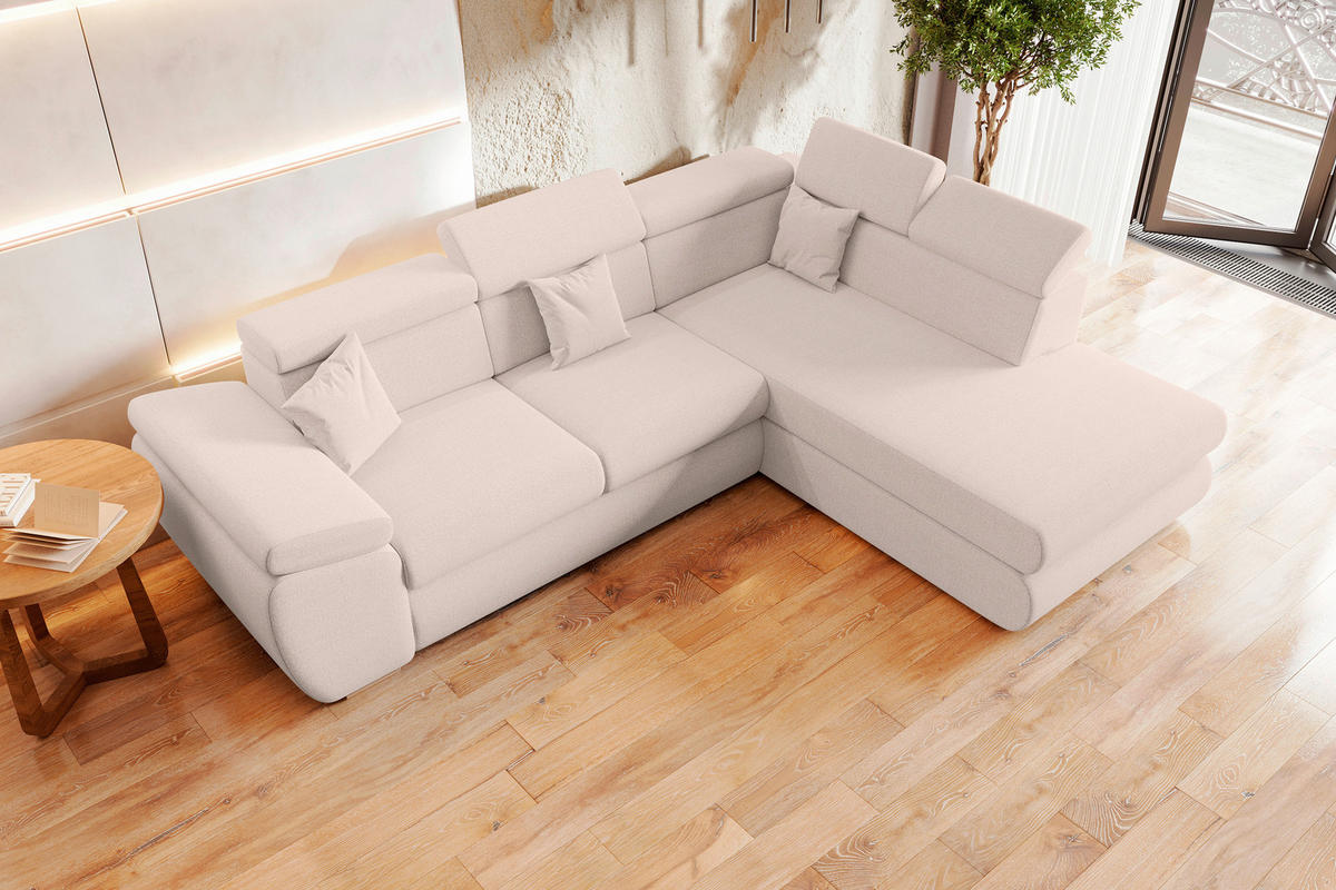 ECKSOFA Creme Struktur  - Chromfarben/Creme, KONVENTIONELL, Kunststoff/Textil (282/205cm) - Carryhome