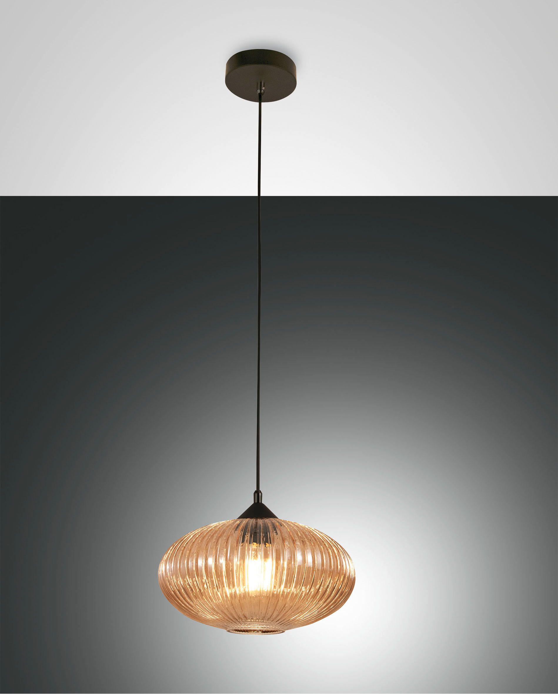 PENDELLEUCHTE Fiordaliso 30/200 cm   - Schwarz, Design, Glas/Metall (30/200cm) - Fabas Luce