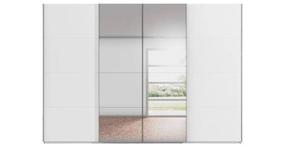 SCHWEBETÜRENSCHRANK  in Weiß  - Chromfarben/Weiß, Design, Holzwerkstoff/Metall (316/235/68cm) - Novel