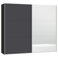 SCHWEBETÜRENSCHRANK  in Anthrazit, Schwarz  - Edelstahlfarben/Anthrazit, Design, Glas/Holzwerkstoff (253/215/65cm) - Carryhome