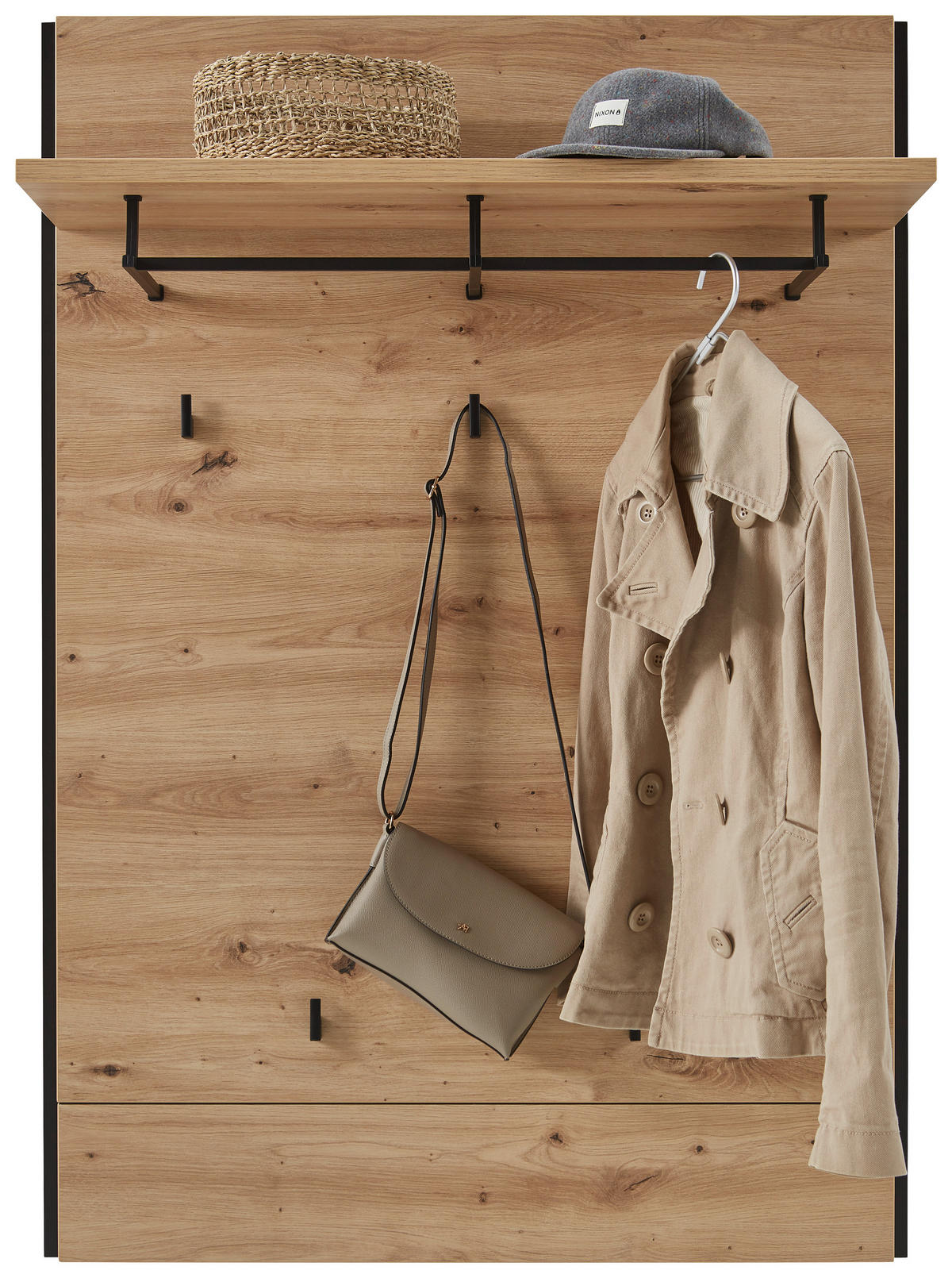 ELŐSZOBAPANEL 88/126/32 cm  - Artisan tölgy/Fekete, Konventionell, Faalapú anyag (88/126/32cm) - Voleo