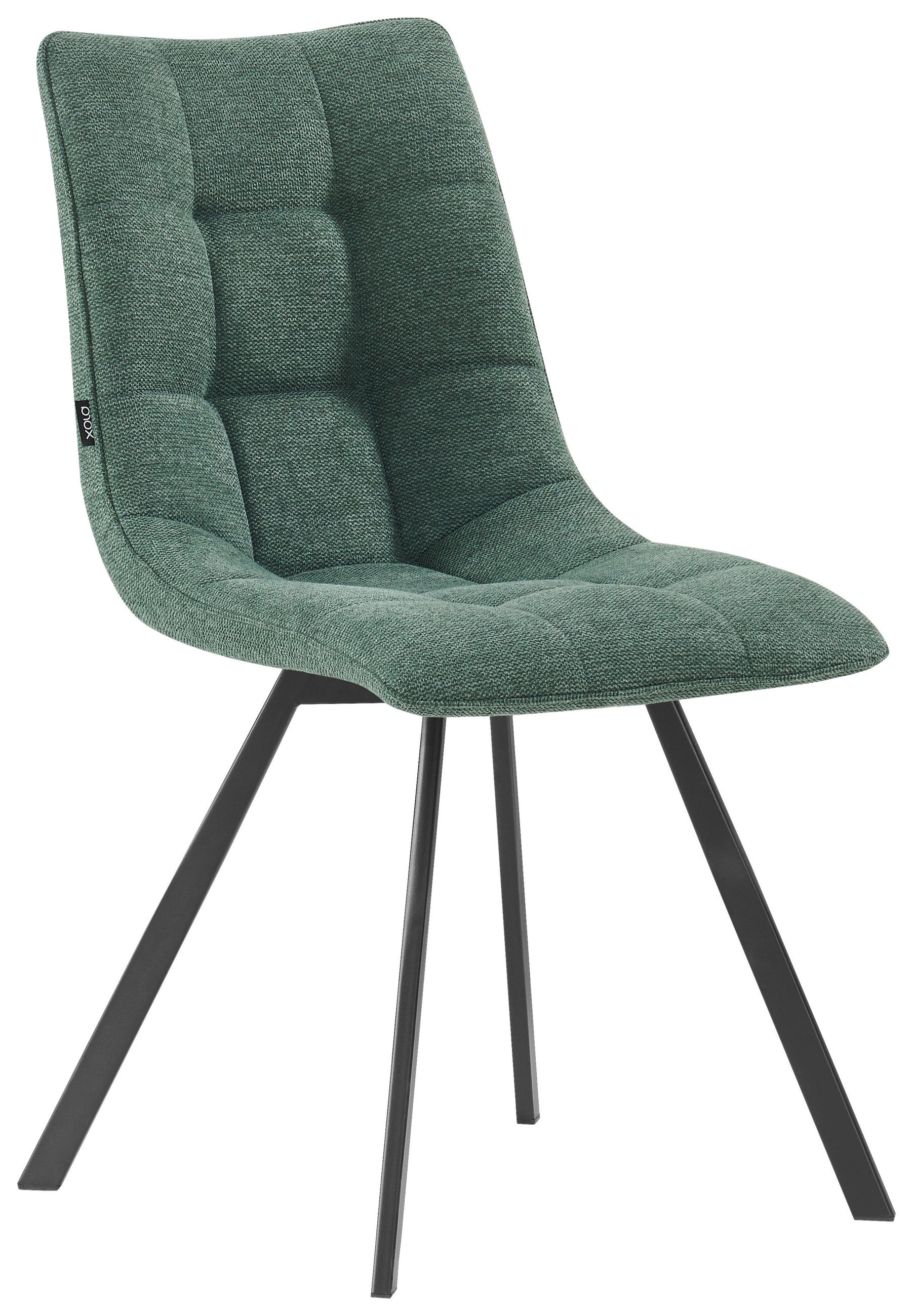 STUHL Leinenoptik Schwarz, Dunkelgrün  - Dunkelgrün/Schwarz, Design, Textil/Metall (47/86/61cm) - Xora