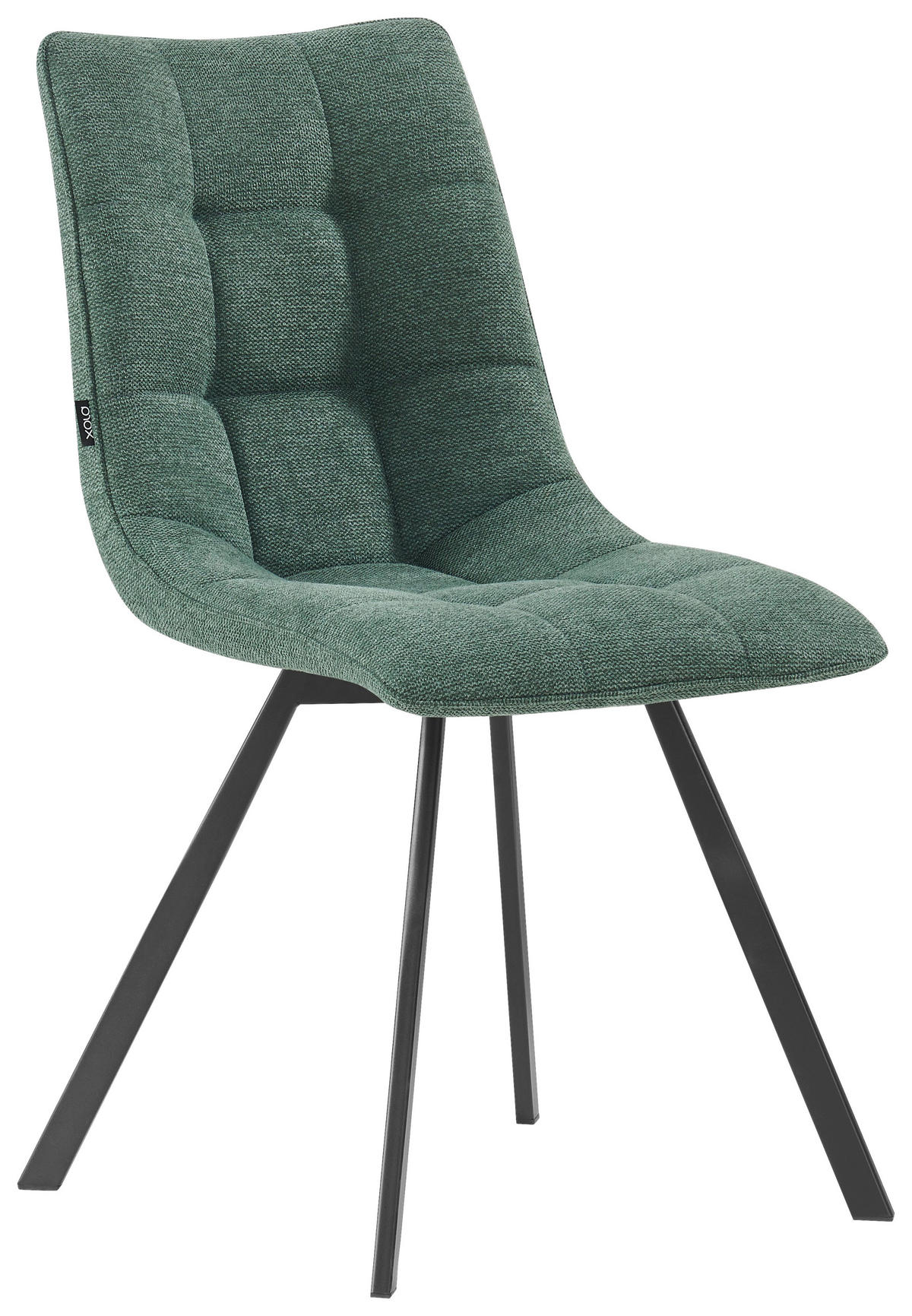 STUHL Leinenoptik Schwarz, Dunkelgrün  - Dunkelgrün/Schwarz, Design, Textil/Metall (47/86/61cm) - Xora