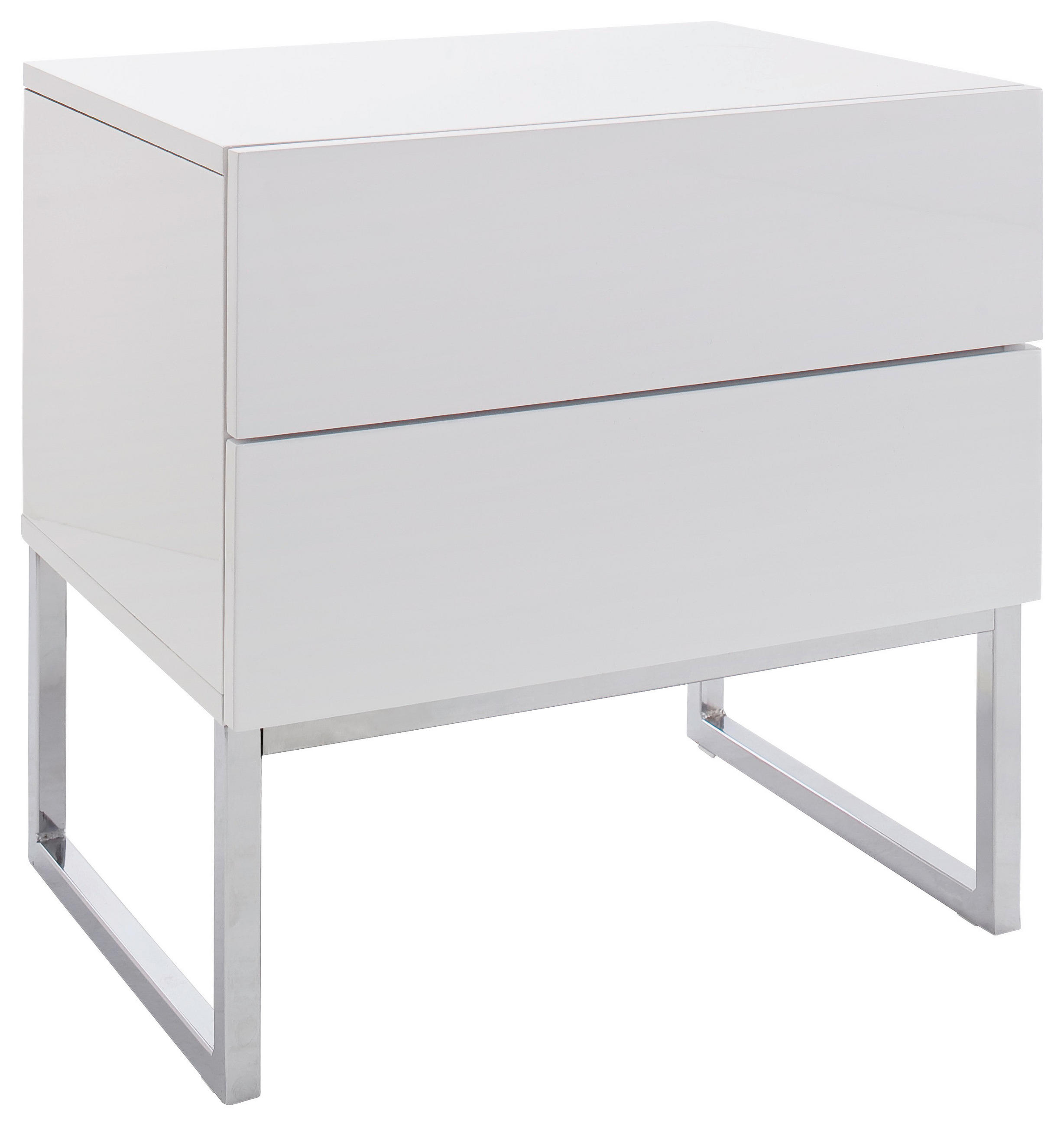 NOČNÝ STOLÍK, biela s vysokým leskom, 50/50/40 cm - biela s vysokým leskom, Basics, kov/kompozitné drevo (50/50/40cm)