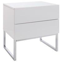 NOČNÝ STOLÍK, biela s vysokým leskom, 50/50/40 cm - biela s vysokým leskom, Basics, kov/kompozitné drevo (50/50/40cm)