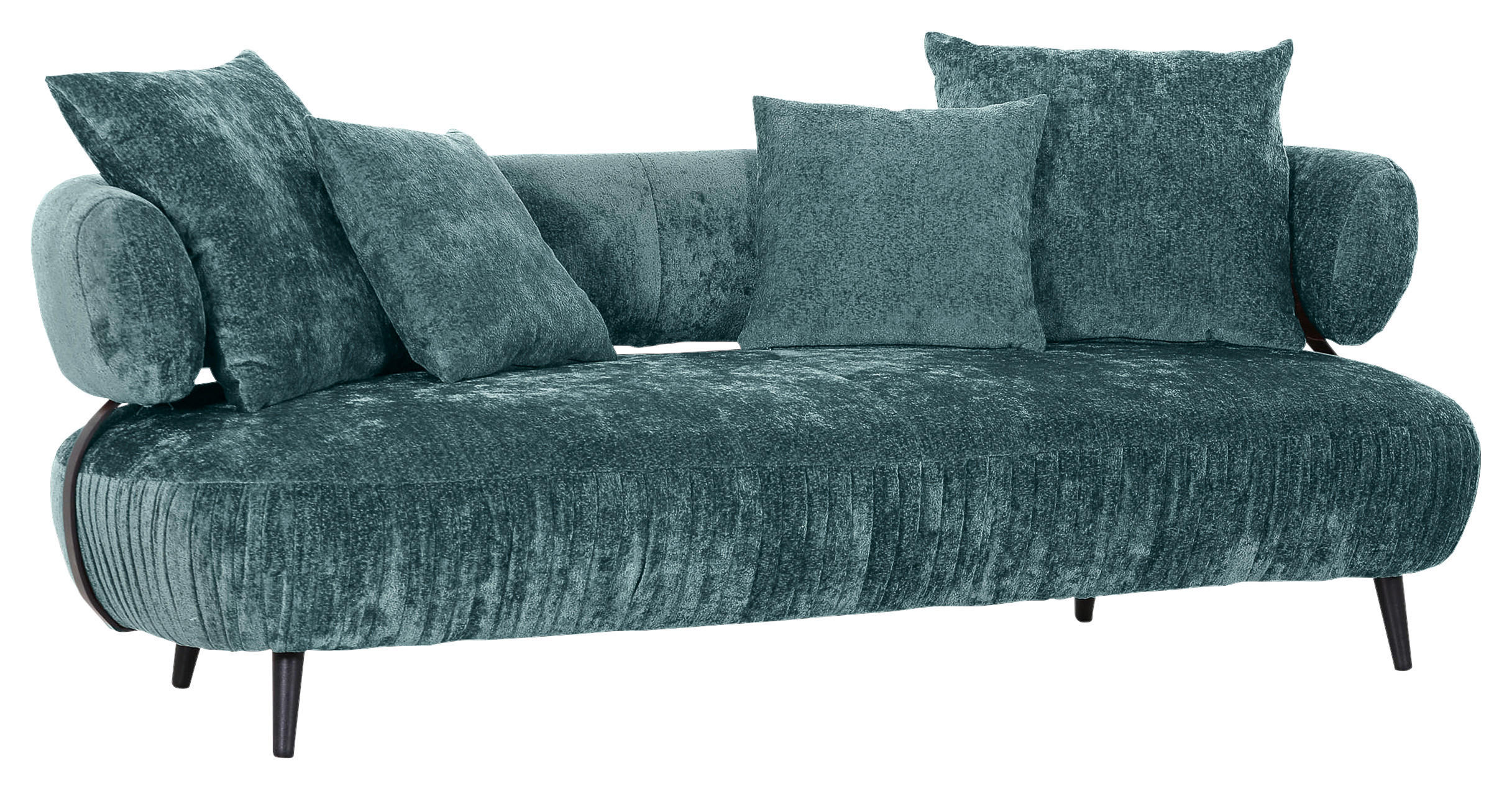 BIGSOFA in Chenille Türkis  - Türkis/Schwarz, Design, Holz/Textil (245/85/110cm) - Landscape