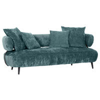 BIGSOFA in Chenille Türkis  - Türkis/Schwarz, Design, Holz/Textil (245/85/110cm) - Landscape