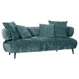 BIGSOFA in Chenille Türkis - Türkis/Schwarz, Design, Holz/Textil (245/85/110cm) - Landscape