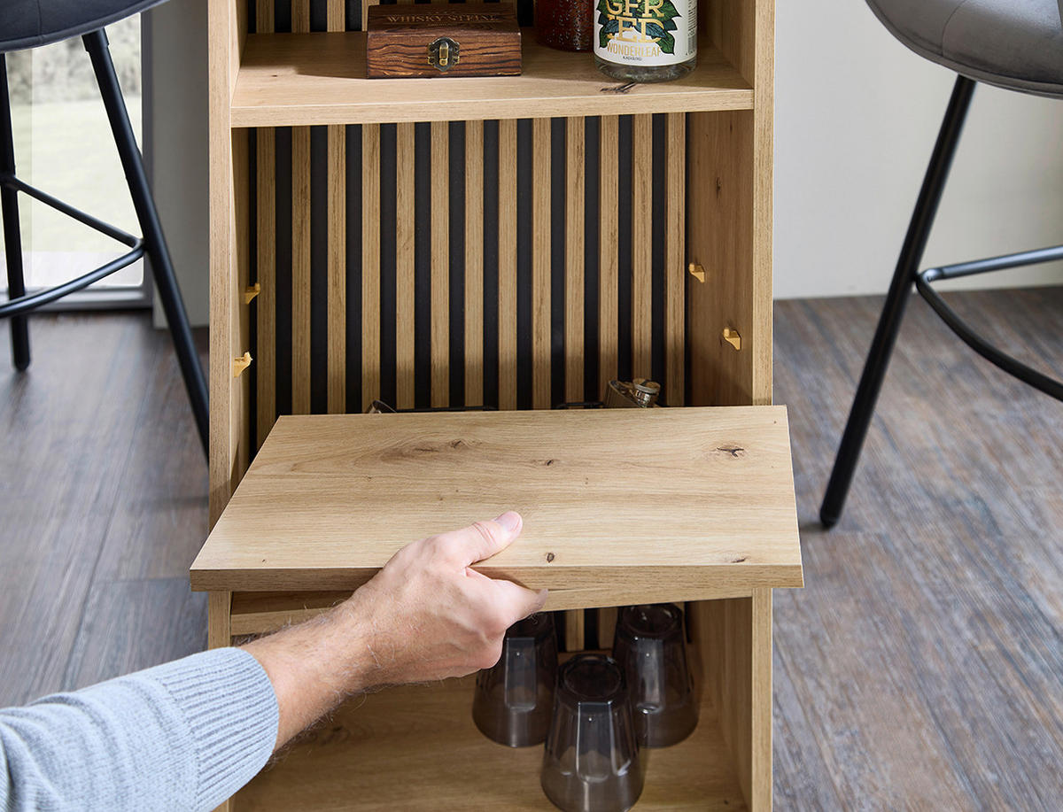 BARTISCH rechteckig Schwarz, Eiche Artisan  - Schwarz/Eiche Artisan, MODERN, Holzwerkstoff (115/50/103cm) - MID.YOU