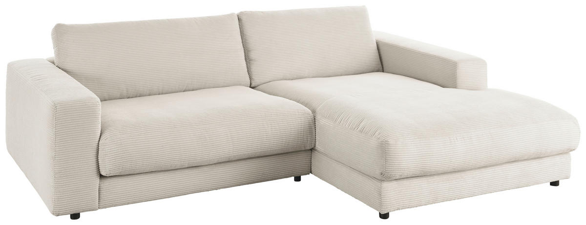 ECKSOFA in Cord Hellgrau  - Hellgrau/Schwarz, Design, Kunststoff/Textil (250/190cm) - Pure Home Lifestyle
