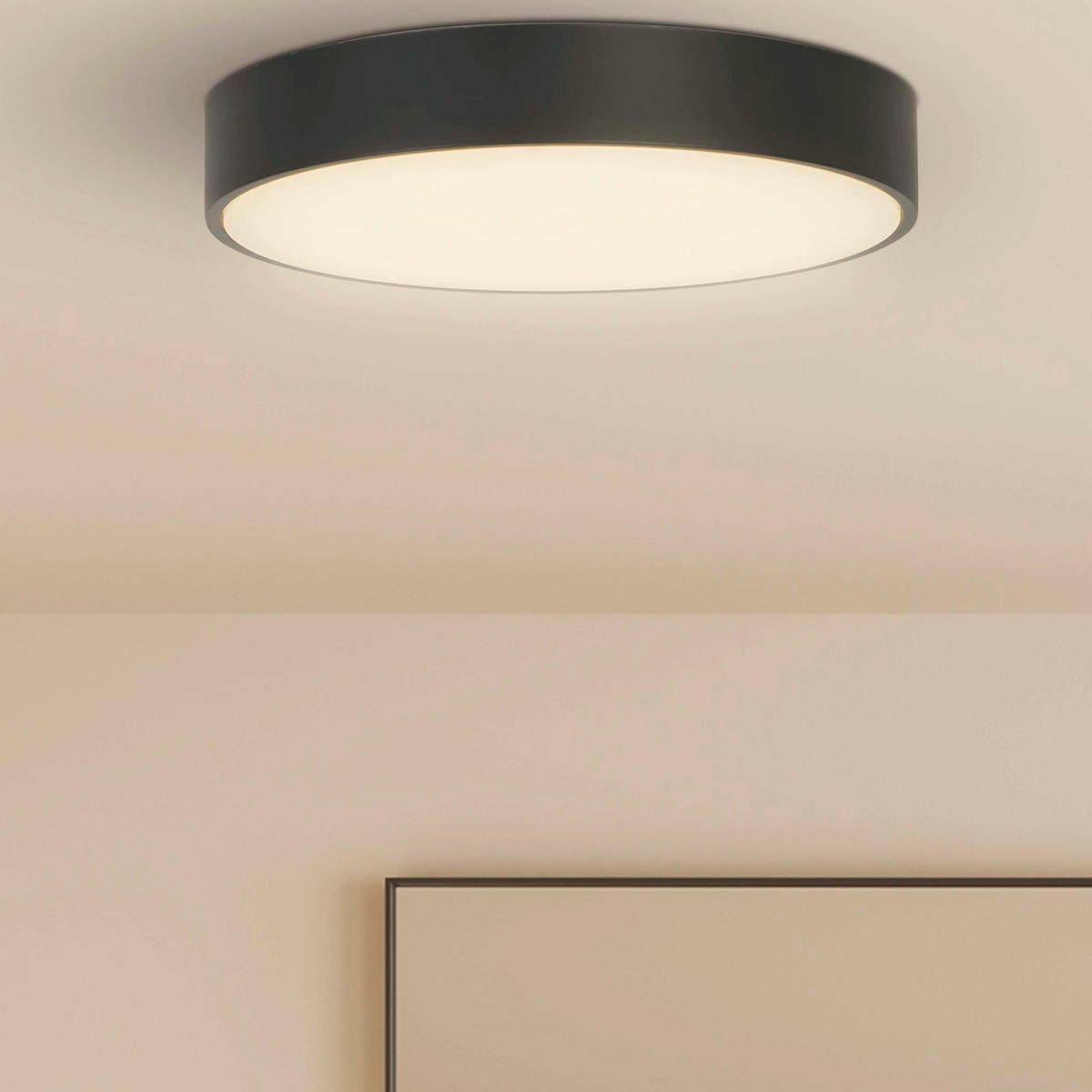 DECKENLEUCHTE Palma 25/4,5 cm  - Schwarz/Weiß, Design, Kunststoff/Metall (25/4,5cm)