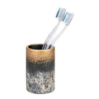 ZAHNPUTZBECHER Stein  - Schwarz/Grau, Basics, Stein (6,9/9,6/6,9cm) - Wenko