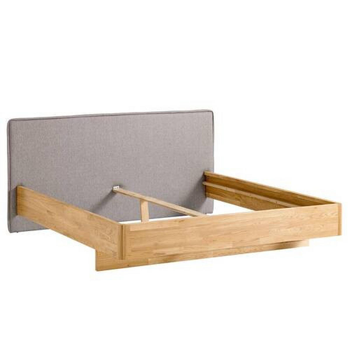 BETT 180/200 cm,  in Wildeiche, gepolstertes Kopfteil, Befestigungsmaterial,  - Wildeiche/Hellgrau, Natur, Holz (180/200cm) - home24