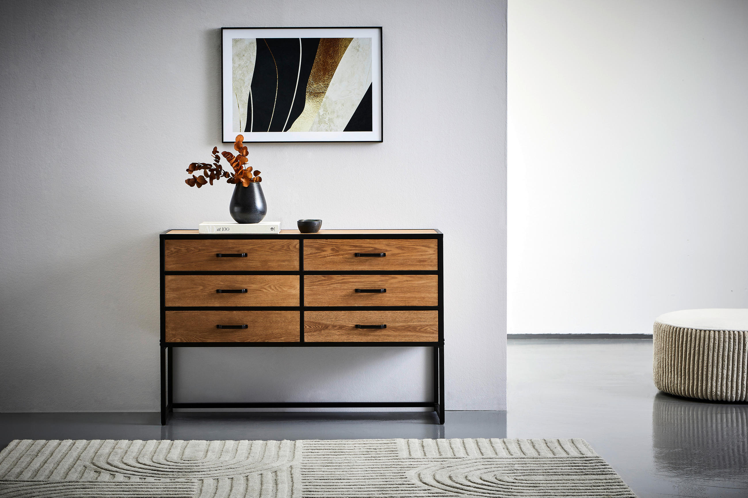 KOMMODE 120/80/38 cm  in Naturfarben, Schwarz  - Hellbraun/Schwarz, Design, Holz/Holzwerkstoff (120/80/38cm) - P & B