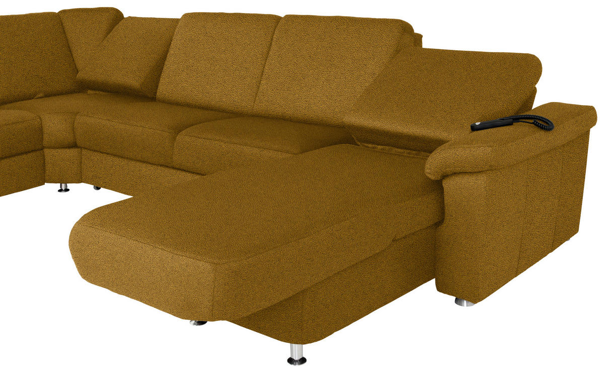 WOHNLANDSCHAFT Braun, Grün Flachgewebe  - Chromfarben/Braun, KONVENTIONELL, Textil/Metall (240/330/163cm) - Beldomo System