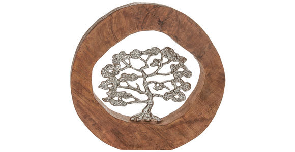 DEKOBAUM - Silberfarben/Naturfarben, Natur, Holz/Metall (34,5/36/6cm) - Ambia Home