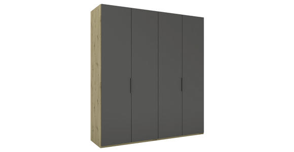 DREHTÜRENSCHRANK 200/223/62 cm 4-türig Anthrazit, Eiche Artisan - Anthrazit/Schwarz, KONVENTIONELL, Holzwerkstoff/Metall (200/223/62cm) - Novel