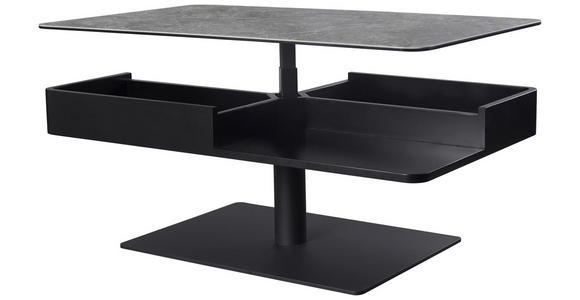 COUCHTISCH in Metall, Glas, Keramik, Holzwerkstoff 110/65/42-57 cm  - Schwarz/Grau, Basics, Glas/Keramik (110/65/42-57cm) - Dieter Knoll