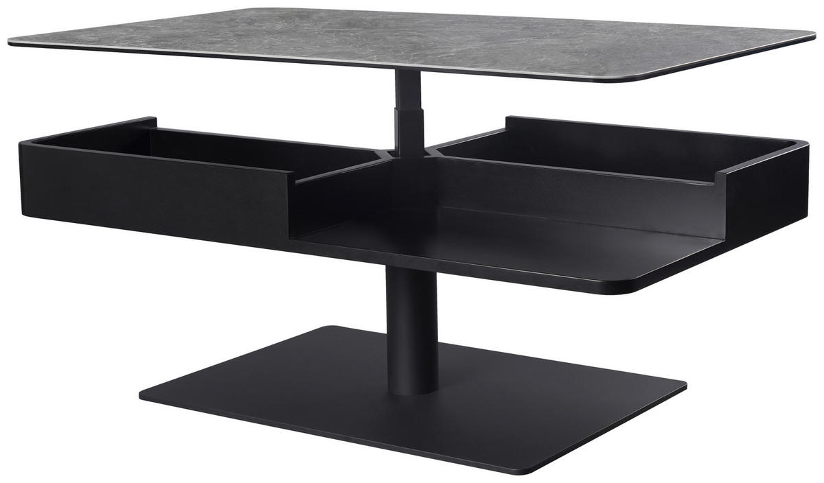 SOFFBORD i metall, glas, keramik, trämaterial 110/65/42-57 cm  - svart/grå, Basics, metall/trämaterial (110/65/42-57cm) - Dieter Knoll